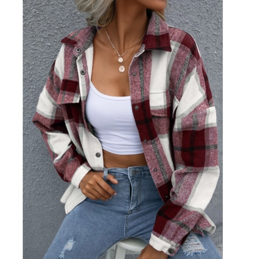 Plaid Button Down Jacket - image 4